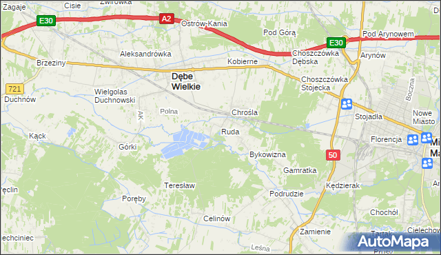 mapa Ruda gmina Dębe Wielkie, Ruda gmina Dębe Wielkie na mapie Targeo