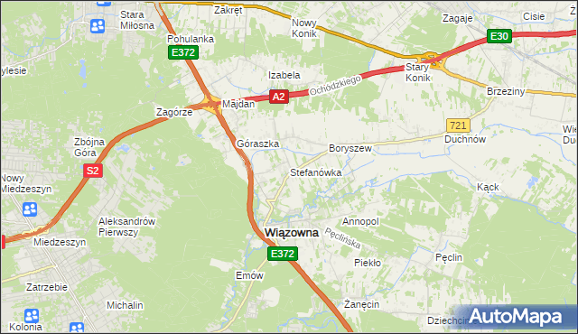 mapa Stefanówka gmina Wiązowna, Stefanówka gmina Wiązowna na mapie Targeo