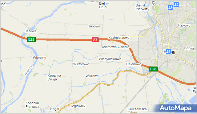 mapa Władysławowo gmina Elbląg, Władysławowo gmina Elbląg na mapie Targeo