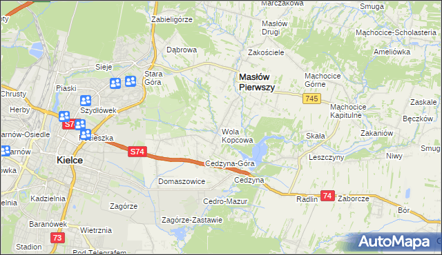 mapa Wola Kopcowa, Wola Kopcowa na mapie Targeo