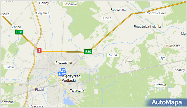 mapa Wysokie gmina Międzyrzec Podlaski, Wysokie gmina Międzyrzec Podlaski na mapie Targeo