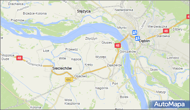 mapa Występ gmina Sieciechów, Występ gmina Sieciechów na mapie Targeo