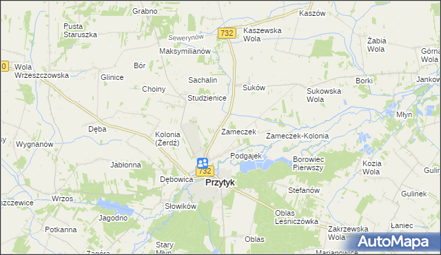 mapa Zameczek gmina Przytyk, Zameczek gmina Przytyk na mapie Targeo