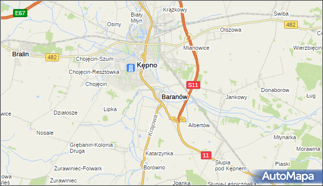 mapa Baranów powiat kępiński, Baranów powiat kępiński na mapie Targeo