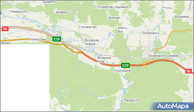 mapa Bożepole Małe, Bożepole Małe na mapie Targeo