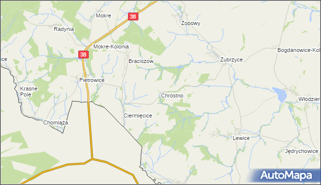 mapa Chróstno, Chróstno na mapie Targeo