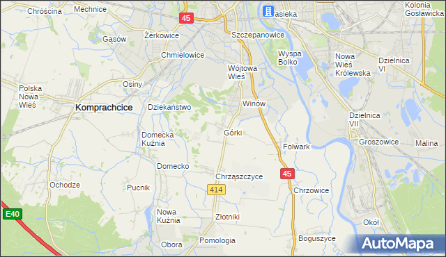 mapa Górki gmina Prószków, Górki gmina Prószków na mapie Targeo