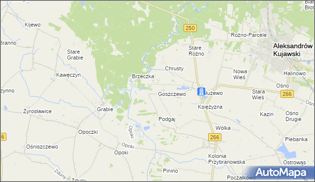 mapa Goszczewo gmina Aleksandrów Kujawski, Goszczewo gmina Aleksandrów Kujawski na mapie Targeo