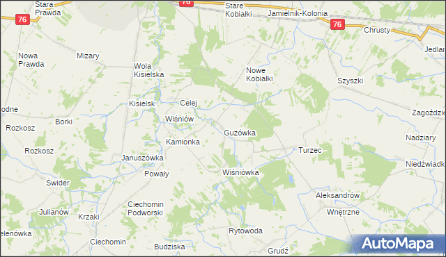 mapa Guzówka gmina Stoczek Łukowski, Guzówka gmina Stoczek Łukowski na mapie Targeo