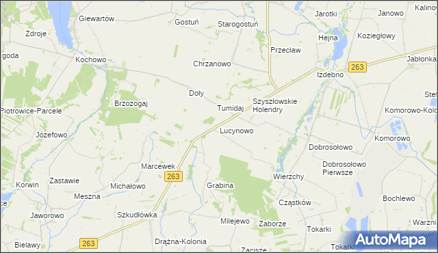 mapa Lucynowo gmina Ostrowite, Lucynowo gmina Ostrowite na mapie Targeo