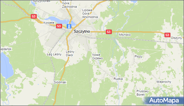 mapa Nowe Gizewo, Nowe Gizewo na mapie Targeo