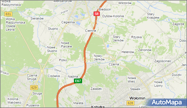 mapa Nowy Janków, Nowy Janków na mapie Targeo