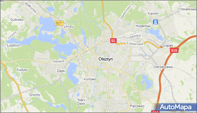 mapa Olsztyna, Olsztyn na mapie Targeo
