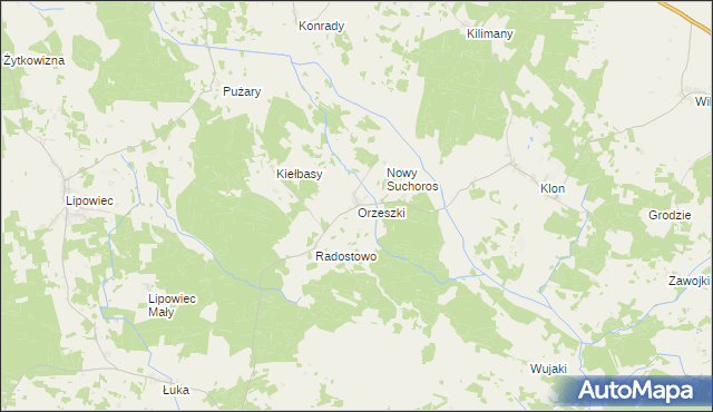 mapa Orzeszki, Orzeszki na mapie Targeo