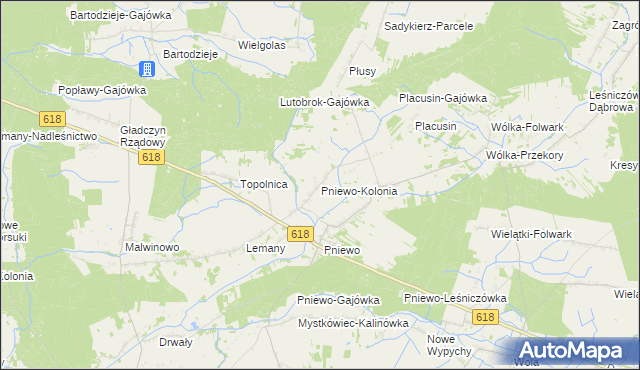 mapa Pniewo-Kolonia, Pniewo-Kolonia na mapie Targeo