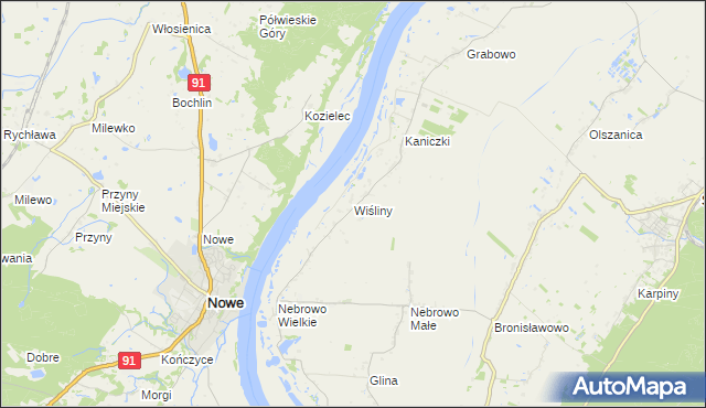 mapa Wiśliny, Wiśliny na mapie Targeo