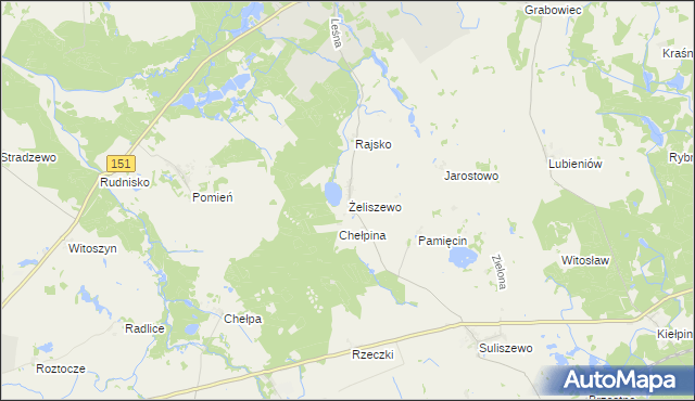 mapa Żeliszewo, Żeliszewo na mapie Targeo
