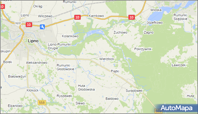 mapa Wierzbick, Wierzbick na mapie Targeo