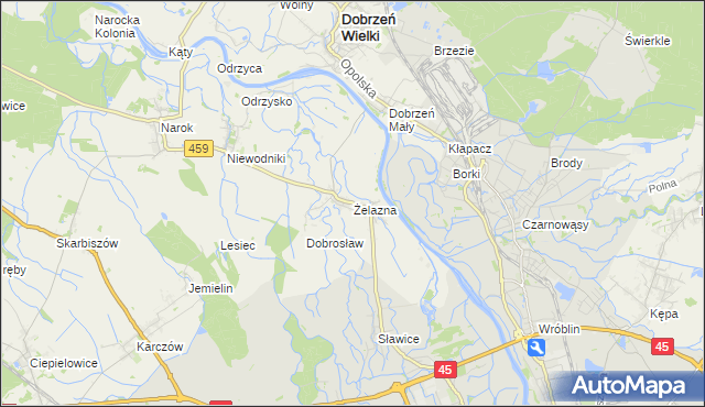mapa Żelazna gmina Dąbrowa, Żelazna gmina Dąbrowa na mapie Targeo