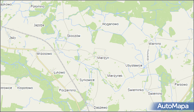 mapa Mierzyn gmina Karlino, Mierzyn gmina Karlino na mapie Targeo