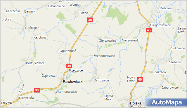 mapa Przedborowice, Przedborowice na mapie Targeo