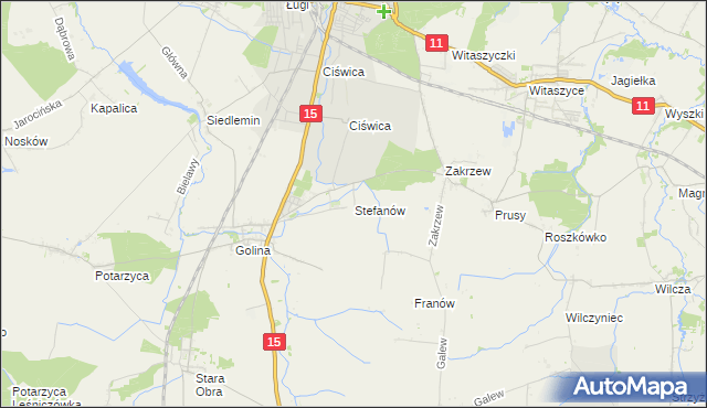 mapa Stefanów gmina Jarocin, Stefanów gmina Jarocin na mapie Targeo