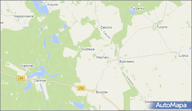 mapa Machary gmina Strzelce Krajeńskie, Machary gmina Strzelce Krajeńskie na mapie Targeo