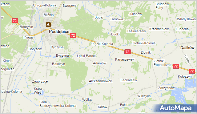 mapa Ciężków gmina Poddębice, Ciężków gmina Poddębice na mapie Targeo