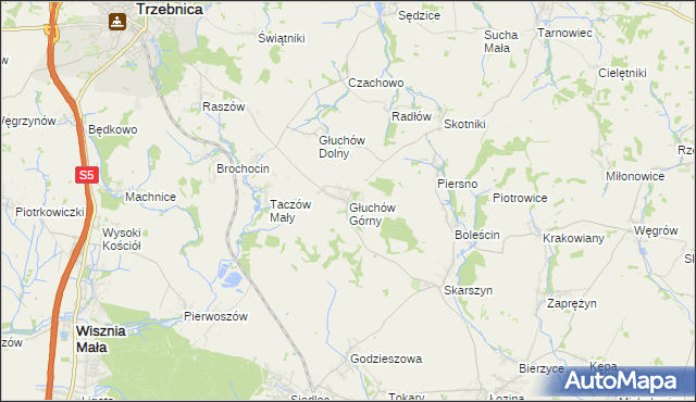 mapa Głuchów Górny, Głuchów Górny na mapie Targeo