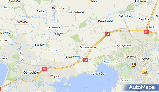 mapa Goświnowice, Goświnowice na mapie Targeo