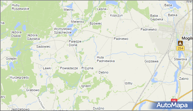 mapa Huta Padniewska, Huta Padniewska na mapie Targeo
