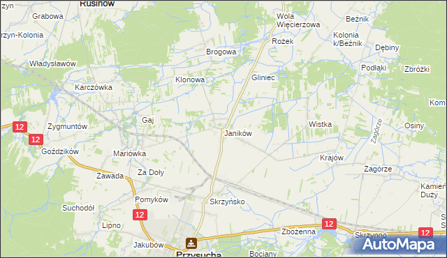 mapa Janików gmina Przysucha, Janików gmina Przysucha na mapie Targeo