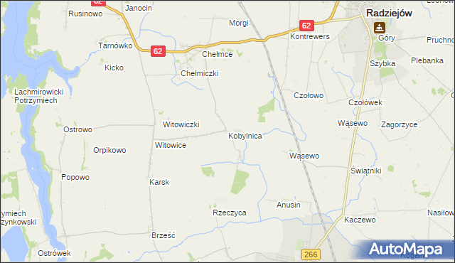 mapa Kobylnica gmina Kruszwica, Kobylnica gmina Kruszwica na mapie Targeo