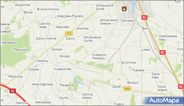 mapa Krzepocin Pierwszy, Krzepocin Pierwszy na mapie Targeo