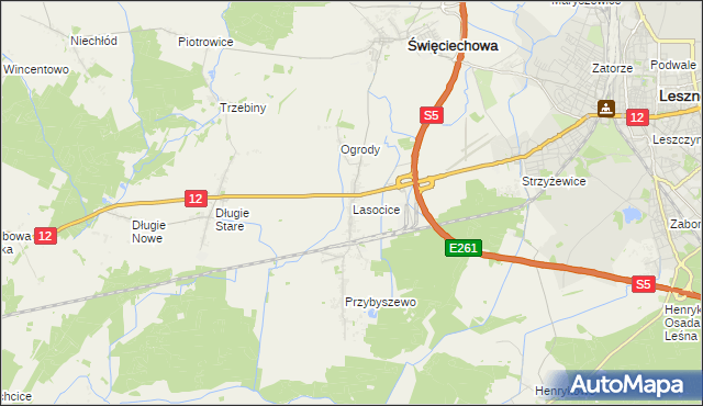 mapa Lasocice gmina Święciechowa, Lasocice gmina Święciechowa na mapie Targeo