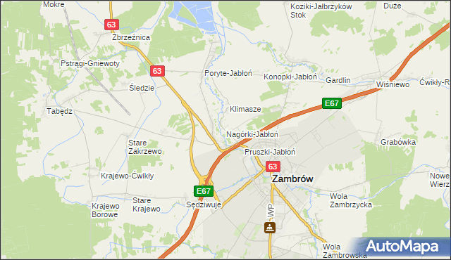 mapa Nagórki-Jabłoń, Nagórki-Jabłoń na mapie Targeo