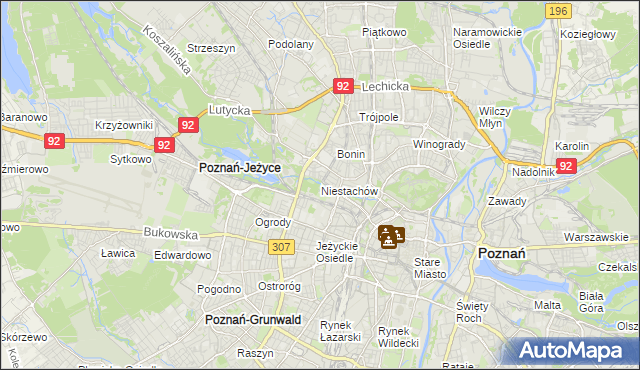 mapa Niestachów gmina Poznań, Niestachów gmina Poznań na mapie Targeo