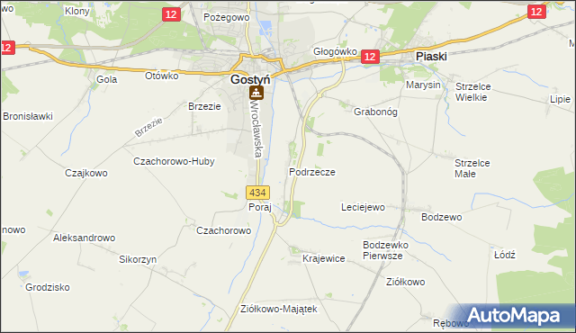 mapa Podrzecze gmina Piaski, Podrzecze gmina Piaski na mapie Targeo