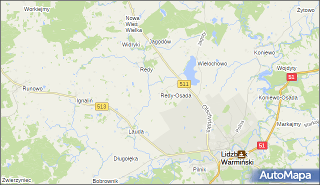 mapa Redy-Osada, Redy-Osada na mapie Targeo