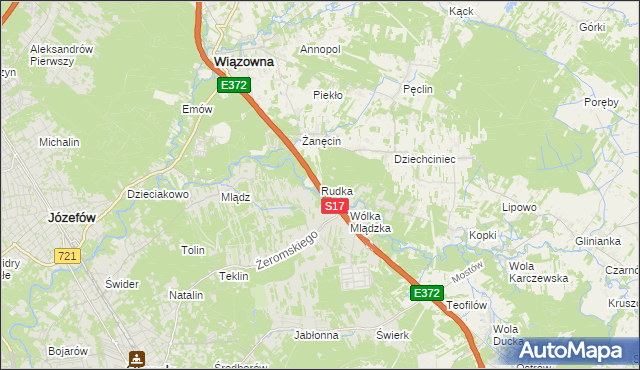 mapa Rudka gmina Wiązowna, Rudka gmina Wiązowna na mapie Targeo