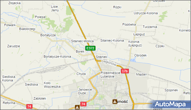 mapa Sitaniec, Sitaniec na mapie Targeo
