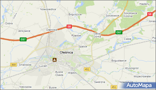 mapa Spalice, Spalice na mapie Targeo