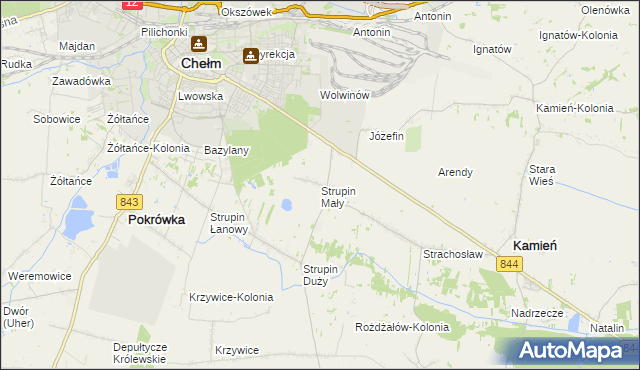 mapa Strupin Mały, Strupin Mały na mapie Targeo