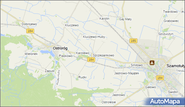 mapa Szczepankowo gmina Ostroróg, Szczepankowo gmina Ostroróg na mapie Targeo