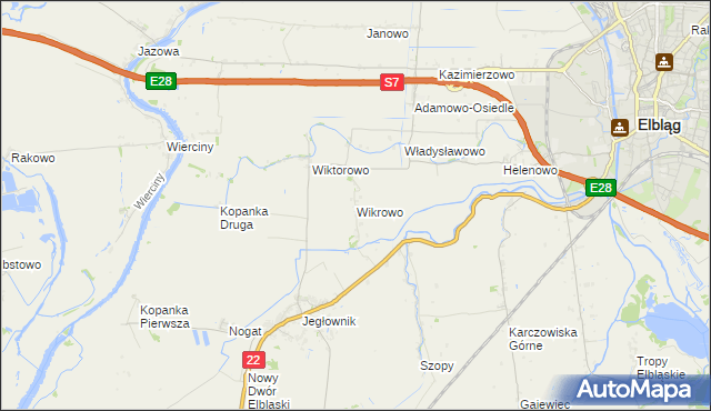 mapa Wikrowo gmina Gronowo Elbląskie, Wikrowo gmina Gronowo Elbląskie na mapie Targeo