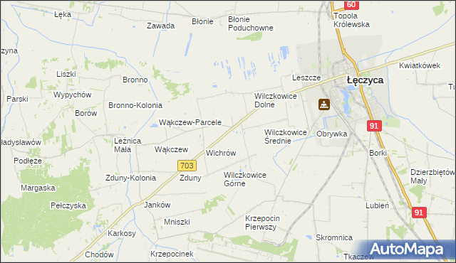 mapa Wilczkowice nad Szosą, Wilczkowice nad Szosą na mapie Targeo