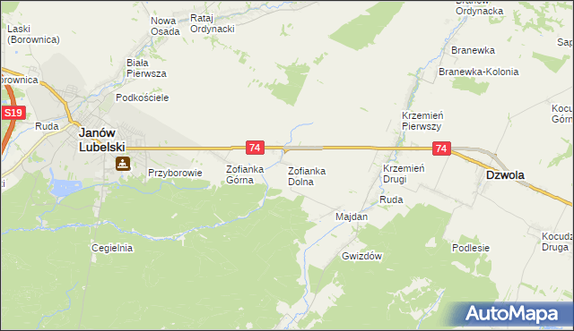 mapa Zofianka Dolna, Zofianka Dolna na mapie Targeo