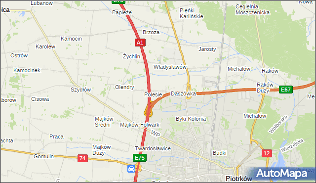 mapa Bąkowiec gmina Grabica, Bąkowiec gmina Grabica na mapie Targeo
