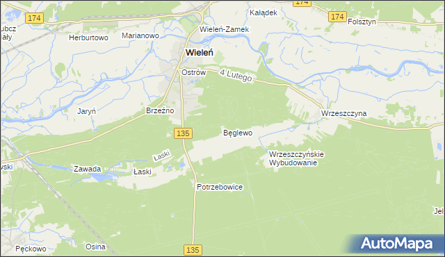 mapa Bęglewo, Bęglewo na mapie Targeo