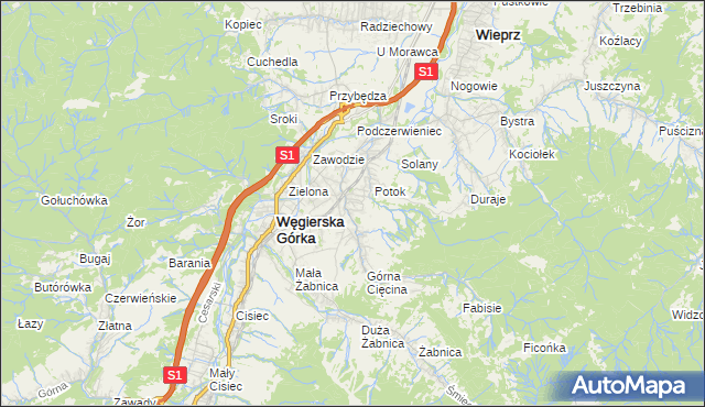 mapa Cięcina, Cięcina na mapie Targeo